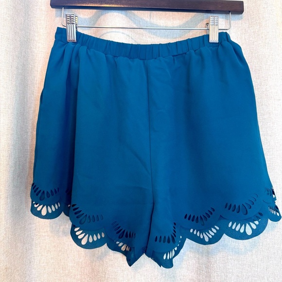 LC Lauren Conrad Teal High Waist Scalloped Shorts - Picture 5 of 16